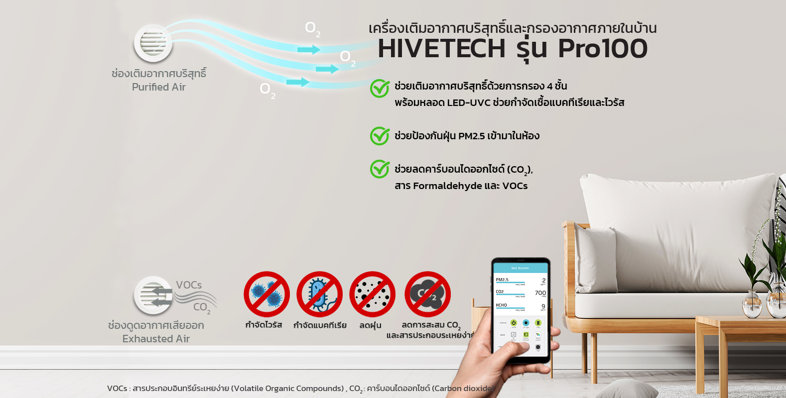 เครื่องเติมอากาศ และ กรองอากาศบริสุทธิ์ Hivetech